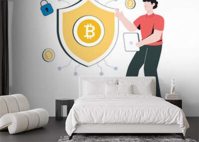 Crypto Security flat style design vector illustration. stock illustration Wall mural